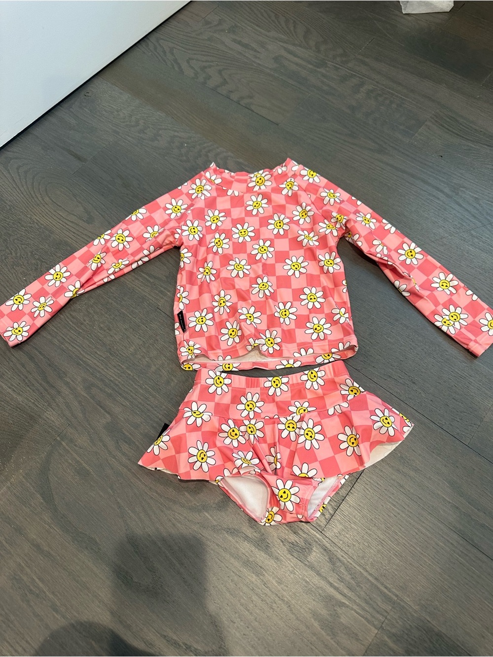 Girls' Pink Daisy Rash Guard Swim Set